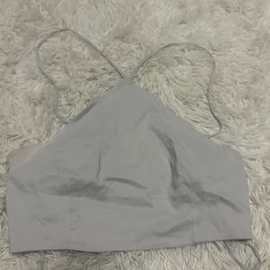 zara grey Halter Handkerchief Crop Top